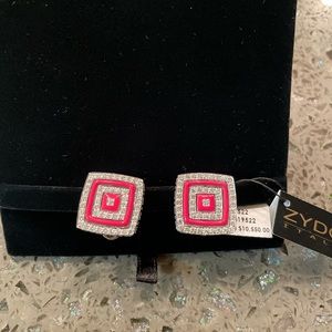 Zydo red enamel and diamond earrings